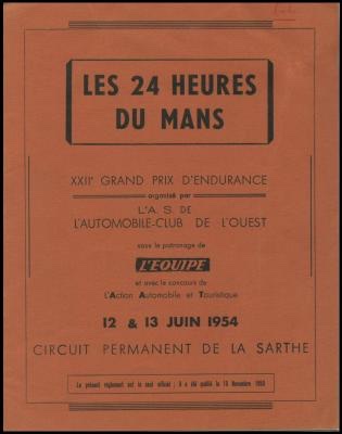 Original 1954 Le Mans Rule Book