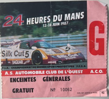 Original 1987 Le Mans entry ticket