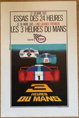 Original 1971 Le Mans official Practice poster